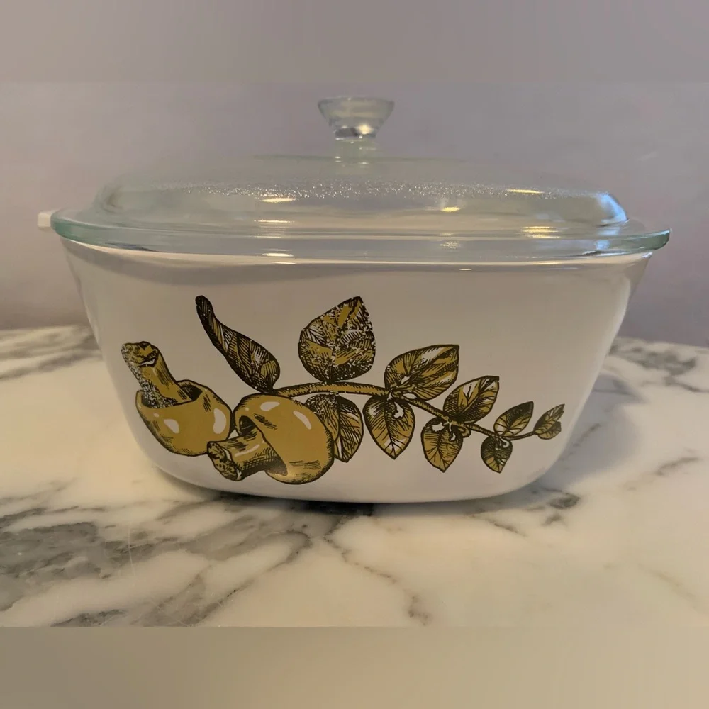 Vintage Corning Ware RARE Nature’s Bounty Mushroom 2.5 QT Casserole + Lid